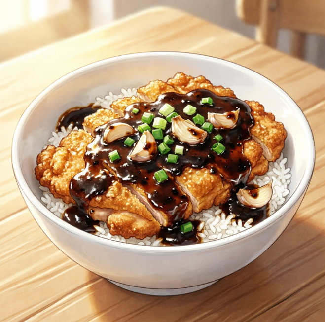 蒜香黑椒鸡排饭